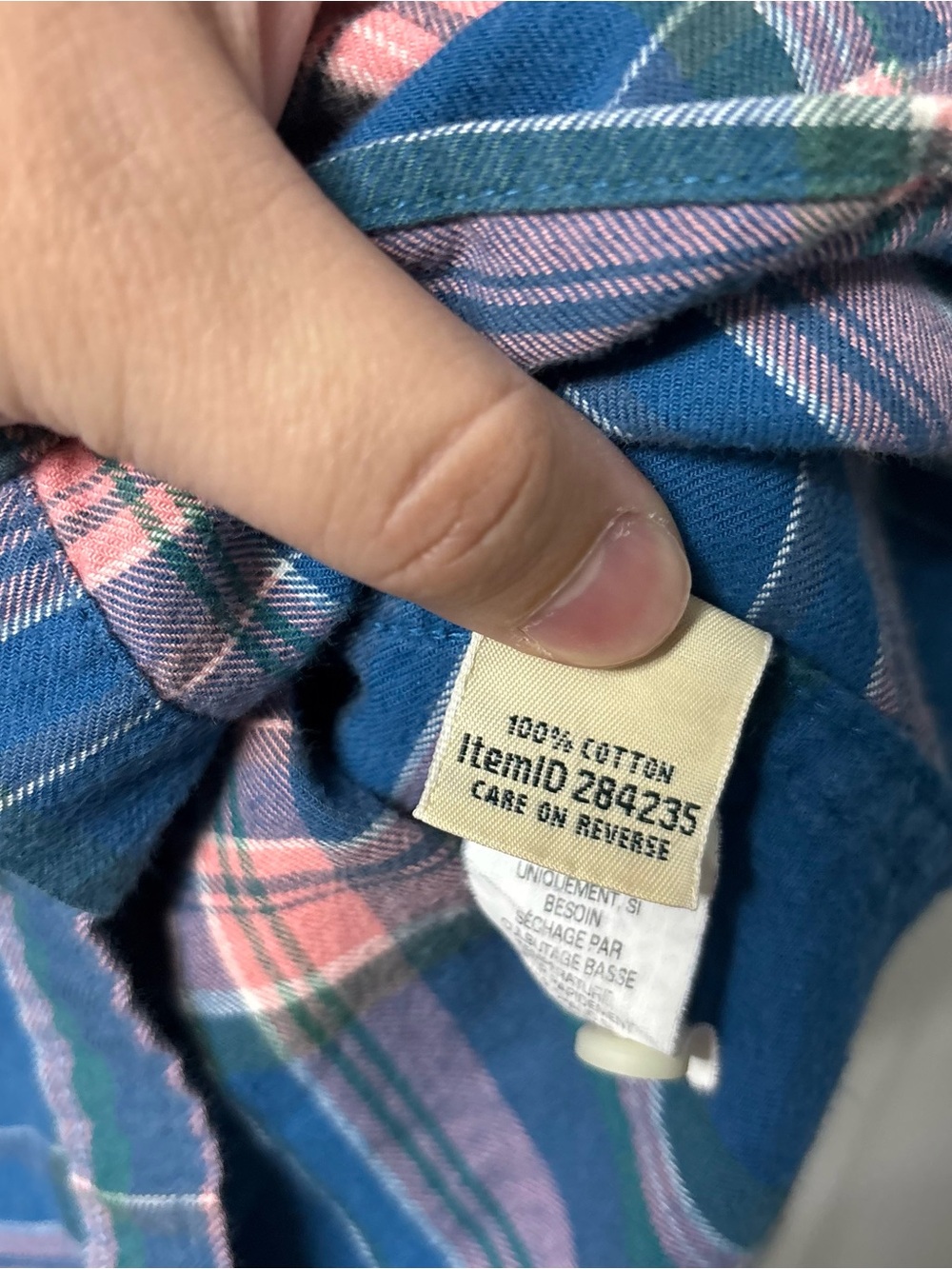 L.L. Bean 100% Cotton Plaid Blue and Pink Button-Down Shirt Women’s Size Med P - Picture 3 of 7